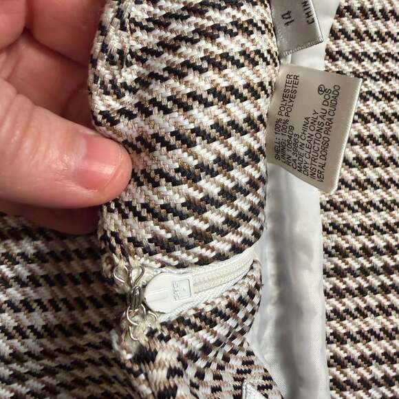 Tahari ASL Women's Houndstooth Fringe Pencil Skirt - Picture 5 of 6